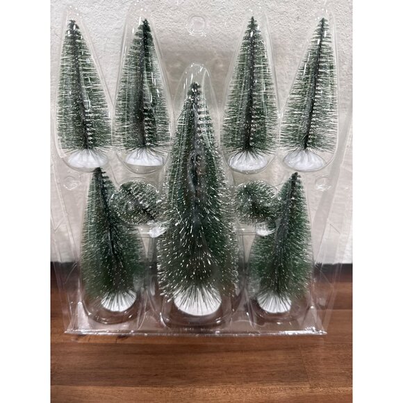 Mini Bottle Brush Tree Set By The Christmas Shoppe - 9 Pieces - Picture 2 of 3